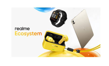 realme smart devices ecosystem including smartphone earbuds and tablet